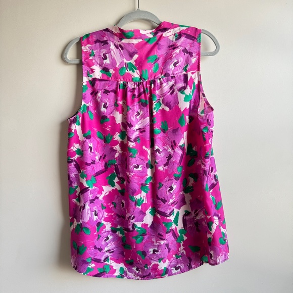 J. Crew Multicolor Floral Printed Sleeveless Button Down Blouse Women Size 14 - Picture 3 of 8